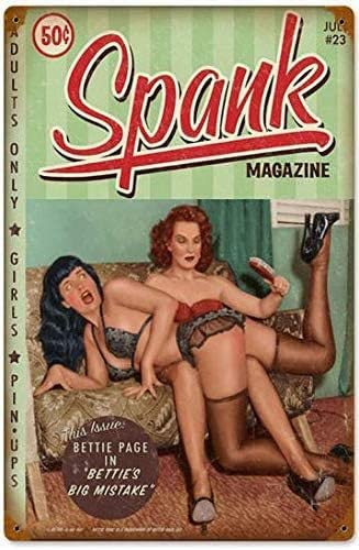 joysperous Vintage-Stil Pin Up Girl Spank Blechschild Bar Heimdekoration Schild Geschenk für Eltern, Freunde, Home Office Restaurant Garage Bar 20,3 x 30,5 cm von joysperous