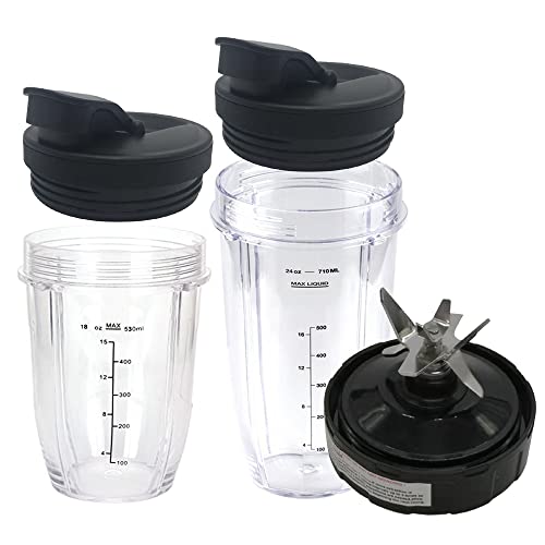 joystar 5 Stück Ersatzteile Extraktor Klinge mit 530 g 680 Becher und Ausgießdeckel für 1200 W Ninja Auto-IQ Smooth Boost Blender: BL490 30/BL491 30/BL492 30/BL492W 30/BL493Z 30/BL494 30 (20, 20, 20 ) von joystar