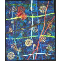 Handgemachter Kunst Quilt - Rote Blumen von joystrings