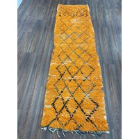 Boucherouite Senf Teppich - Vintage Marocain Berber 2x9M von jozefberberrugs