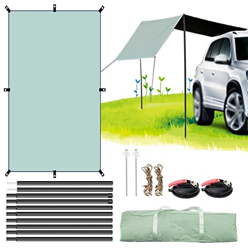 json2xml Universal Auto Markise Sonnenschutz, 2×4.4m Anti-Uv Sonnenschutz Mit Verstellbaren Tarp Pole & Saugnapf, Campervan Markise Für Schnee Strand Camping Outdoor Reisen, SUV Markise Camping Zelt von json2xml