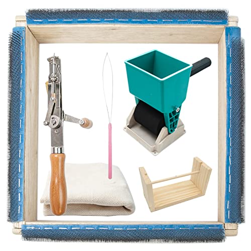 json2xml DIY Tufting Carpets Anfänger Einstiegsset, für Teppich/Kissen, manuelle Tufting Pistole + Holz Tufting Rahmen + Handroller Kleber + Holz Garnknäuel Wickel + Teppich Trägerstoff von json2xml