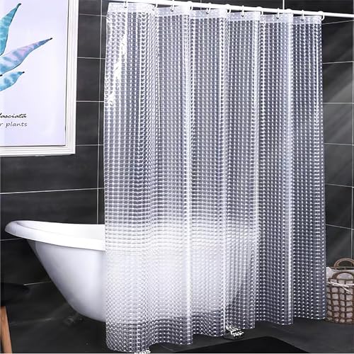 jssablo Transparenter Duschvorhang, 100 % wasserdicht, EVA-3D-Duschvorhänge mit 3 robusten Magneten an der Unterseite und 12 rostfreien Ösen, 183 x 183 cm, beschwerter Duscheinsatz für Duschkabine, von jssablo