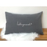 Kissen Leinen "Lieblingsmensch" Bestickt von juArtWerkstatt