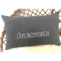 Kissen Leinen "Lieblingsmensch" Bestickt von juArtWerkstatt