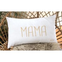 Kissen "Mama" Bestickt Leinen von juArtWerkstatt