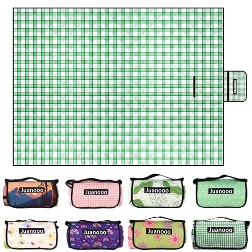 Große Picknickdecke mit Vichy-Muster, 200 x 152 cm, Outdoor-Picknickmatte, faltbar, wasserdicht, sanddicht, tragbarer Teppich für Picknicks, Strand, Camping, Rasen, Wandern, Konzerte, Zelt, Boden von juanooo