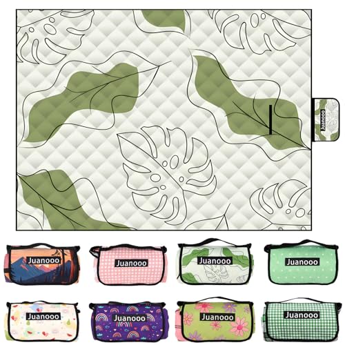 Niedliche große Picknickdecke, 200 x 152 cm, faltbar, wasserdicht, Outdoor-Picknick-Strandmatte, sanddicht, kompakt, tragbar, mit Tragegurt, gemütlicher Strandteppich für Camping, Park, Rasen, Wandern von juanooo
