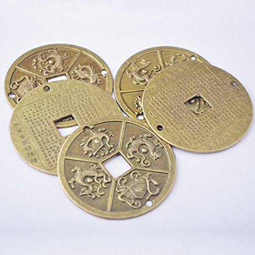 1 x chinesische vier himmlische Tiermünzen Feng Shui I Ching-Münzen Durchmesser: 6,1 cm Y1003 von juanxian