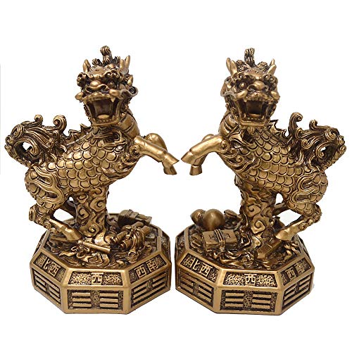 Chi Lin Feng Shui – ein Paar Kunstharz-Statuen Qilin/chinesischer Kylin Guardian W4241 von Juanxian