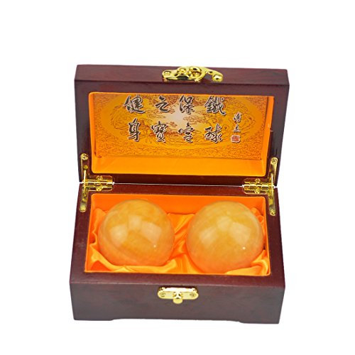 Chinesische Baodingkugeln aus Jadestein, 5,1 cm, Gelb von juanxian