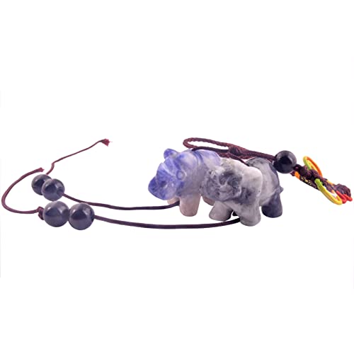 Feng Shui Blue Sodalite Rhinoceros and Elephant Amulet Hanging W Free Mxsabrina Red String Bracelet Y1270 by juanxian von juanxian