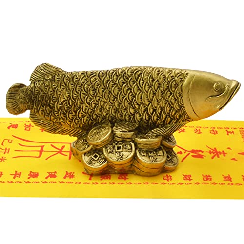 Fengshui Reichtum Arowana Fisch Glücksbringer Statue Figur Dekoration + Reichtum Amulett D1014 + Gratis Mxsabrina rotes Schnurarmband von Juanxian