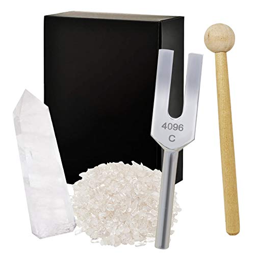 Juanxian 4096C White Crystal Stimmgabel-Set zur Reinigung des Chakra-Meditations-Ornament-Sets W4315 - White von Juanxian