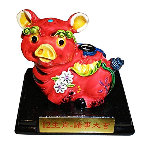 juanxian Chinesische Tierkreiszeichen Feng Shui 12 Sternzeichen Mehrfarbig Harz Sammlerstück Verheißungsvolles Handwerk Geschenk Show Desktop Dekoration (Schwein) von juanxian