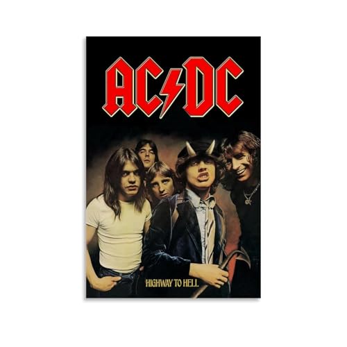 juaseehke AC DC Highway to Hell(1) Poster, Raumdekoration, Leinwandposter, ästhetischer Poster, Druck, Wandkunst, Dekor-Poster, 40 x 60 cm, ungerahmter Stil von juaseehke