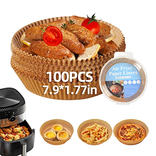 Backpapier für Heißluftfritteuse 16-20cm, 100 Stück Backpapier Airfryer Antihaft Wasserdicht Ölfest Einwegschalen Luftfritteuse Pergamentpapier Liner für Heißluftfritteuse Bratpfanne Ofen Mikrowelle von juingio