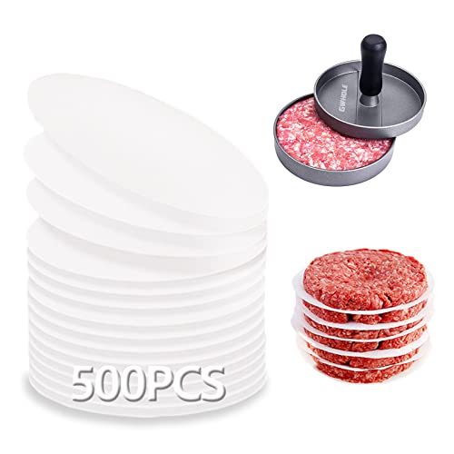 500 Stück Ø11cm Burgerpapier Rund Pergament Papier Antihaftpapier für Patties, Hitzebeständig Antihaftbeschichtet Pergamentpapier Für Pizza, Ofen, Luftfritteuse, Bratpfanne, Grill von juingio