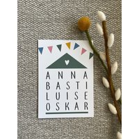 Postkarte Familie Personalisiert Mit Namen in A6 Einzug Umzug Einweihung Geburt Postkarte Familie Personalisiert Mit Namen in A6 Einzug Umzug Einweihung Geburt von juliawolmerath