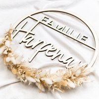 Personalisierter Türkranz Mit Trockenblumen, Holzkranz Personalisiert Familienname | Familie in Versch. Größen von julibermanufaktur