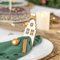 Serviettenringe Zu Weihnachten Aus Holz "Grachtenhaus" Serviettenringe Zu Weihnachten Aus Holz "Grachtenhaus" von julibermanufaktur