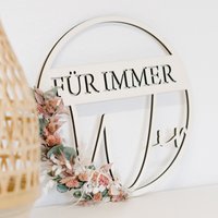 Trockenblumenkranz Frühling, Türkranz Trockenblumen, Hochzeitsgeschenk Holz | Für Immer von julibermanufaktur