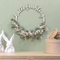 Türkranz Frühling Aus Holz Mit Trockenblumen "Hallo Frühling" von julibermanufaktur