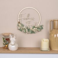 Türkranz Weihnachten Aus Holz Mit Trockenblumen Als Weihnachtsdeko Und Geschenkidee Zu Weihnachten, Trockenblumenkranz "Frohes Fest" von julibermanufaktur