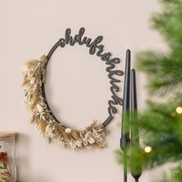 Türkranz Weihnachten Aus Holz Mit Trockenblumen Als Weihnachtsdeko Und Geschenkidee Zu Weihnachten, Trockenblumenkranz "Oh Du Fröhliche" von julibermanufaktur