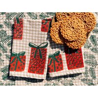 Auf Vichykaro Präsentiert. Blockdruck Leinenservietten/Platzsets Geschirrtücher. 4Er Set. Boho Weihnachtsfeier. Urlaub Dekor. Winter von juliepeach
