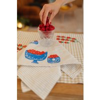 Leinen Servietten. Beerige Schale Am Streifen. Handblock Gedruckt. Tischsets/Geschirrtuch. Blau Und Rot. Boho Zuhause. Einweihungsgeschenk Leinen Servietten. Beerige Schale Am Streifen. Handblock Gedruckt. Tischsets/Geschirrtuch. Blau Und Rot. Boho Zuhause. Einweihungsgeschenk von juliepeach