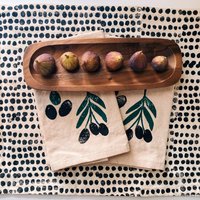 Leinen Servietten. Olive Auf Haferflocken Streuen. Handgedruckt/Tischsets Geschirrtuch . Boho. Neutral. Fallen Erntedank Herbst von juliepeach