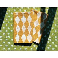 Leinen Servietten. Rauten Auf Senfgelb. Handblock Gedruckt. Tischsets/Geschirrtuch. Beschenkte Gastgeschenk. Geburtstags-Dinner-Partydekor von juliepeach