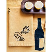 Leinenservietten. Austern Auf Senf. Handblockbedruckt. Tischsets/Geschirrtuch. Geschenke Für Die Gastgeberin. Geburtstags - Oder Leinenservietten. Austern Auf Senf. Handblockbedruckt. Tischsets/Geschirrtuch. Geschenke Für Die Gastgeberin. Geburtstags - Oder von juliepeach