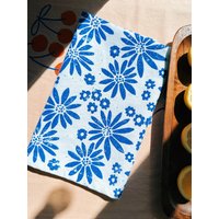 Leinenservietten. Delfter Blumen Auf Weiß. Handblockbedruckt. Tischsets/Geschirrtuch. Boho-Dekor. Geschenke Für Die Gastgeberin. Geburtstag. Süß von juliepeach