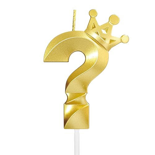 Fragezeichen? Geburtstagskerze alle Jahre alt Happy Birthday Zahlenkerzen Kuchen Topper Dekorationen 3D-Krone (Krone-?, Gold) von jumochi