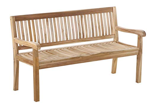 SAM 3-Sitzer Gartenbank Kingsbury, 150 cm Sitzbank, Teak-Holz, Massive Holzbank, ideal für den Balkon oder Garten von junado
