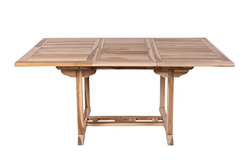 SAM Teak-Holz Gartentisch, Balkontisch Madera, 120-170 x 120 cm, massiver ausziehbarer Holztisch für Ihren Balkon oder Garten, Braun von junado