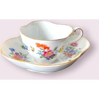 Meissen Porzellan Teetasse Tasse Und Untertasse Antike Blumen Schmetterling Geschenk Meißen von junkiDE