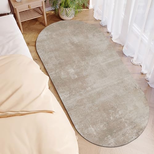 juofbwas Teppich Oval 120 x 200 cm Wohnzimmer Waschbar Schlafzimmer,Waschbarer Kurzflor Teppich,für Badezimmer Küche Esszimmer Moderner Tintenstil in Grau von juofbwas