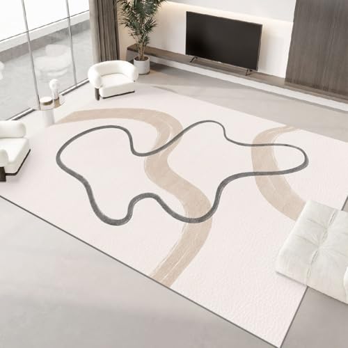 juofbwas Teppich Wohnzimmer Waschbar 120 x 180 cm Anti Rutsch und Waschbar,für Badezimmer,Küche,Flur und Büro Abstrakte Beige Linien juofbwas Teppich Wohnzimmer Waschbar 120 x 180 cm Anti Rutsch und Waschbar,für Badezimmer,Küche,Flur und Büro Abstrakte Beige Linien von juofbwas