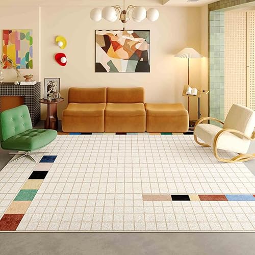 juofbwas Teppich Wohnzimmer Waschbar 70 x 140 cm Anti Rutsch Unterseite,Kurzflor für Schlafzimmer,Büro,Esszimmer und Küche Modernes Geometrisches Raster juofbwas Teppich Wohnzimmer Waschbar 70 x 140 cm Anti Rutsch Unterseite,Kurzflor für Schlafzimmer,Büro,Esszimmer und Küche Modernes Geometrisches Raster von juofbwas
