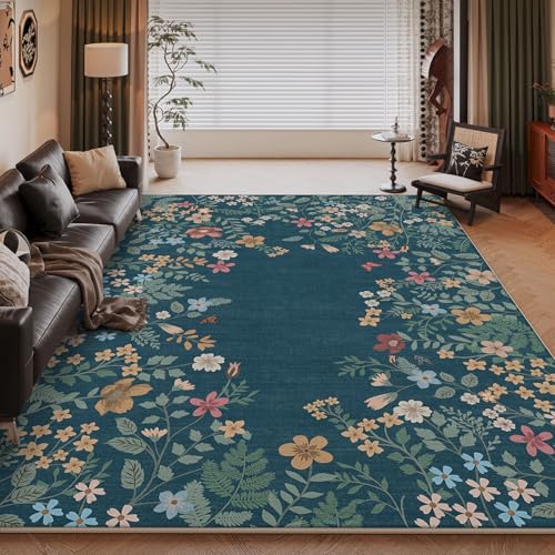 juofbwas Teppich Wohnzimmer Waschbar 80 x 160 cm Anti-Rutsch Weicher Schlafzimmer Bettvorleger,für Küche,Esszimmer und Arbeitszimmer Dekoration Retro Kleines Blumenblau juofbwas Teppich Wohnzimmer Waschbar 80 x 160 cm Anti-Rutsch Weicher Schlafzimmer Bettvorleger,für Küche,Esszimmer und Arbeitszimmer Dekoration Retro Kleines Blumenblau von juofbwas