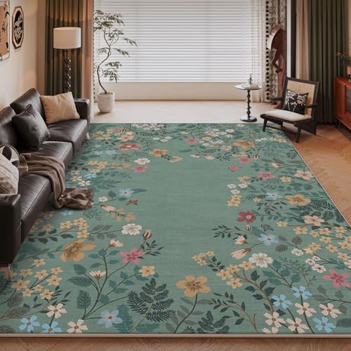 juofbwas Teppich Wohnzimmer Waschbar 80 x 160 cm Anti-Rutsch Weicher Schlafzimmer Bettvorleger,für Küche,Esszimmer und Arbeitszimmer Dekoration Retro Kleines Blumengrün juofbwas Teppich Wohnzimmer Waschbar 80 x 160 cm Anti-Rutsch Weicher Schlafzimmer Bettvorleger,für Küche,Esszimmer und Arbeitszimmer Dekoration Retro Kleines Blumengrün von juofbwas