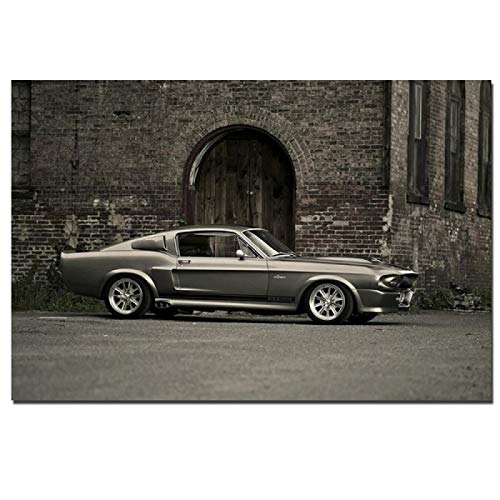 juou Drucke auf Leinwand Retro Vintage Ford Mustang Shelby GT500 Muskel Auto Poster Wandmalerei Wandkunst für Raum Wohnkultur 50x70cm Rahmenlos von juou