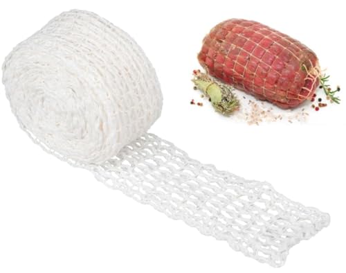 jushion Schinkennetz Weiß,3m Rollbratennetz Baumwollfaden 18 Löcher Fleischnetz Elastisches Rouladennetz Kochzubehör Fleischnetzrolle zum Aufbewahren Aufhängen,Netz für rollbraten von jushion