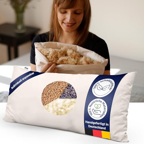 just relaxed Schafschurwoll-Hirse-Kissen mit Lavendel 40 x 60 cm – Formstabiles Schlafkissen mit Baumwoll-Kissenhülle – Feuchtigkeitsregulierendes Kopfkissen mit Stützfunktion – Atmungsaktives Kissen just relaxed Schafschurwoll-Hirse-Kissen mit Lavendel 40 x 60 cm – Formstabiles Schlafkissen mit Baumwoll-Kissenhülle – Feuchtigkeitsregulierendes Kopfkissen mit Stützfunktion – Atmungsaktives Kissen von just relaxed