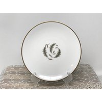 4Er Set September Von Royal Worcester 6 "Brot- Und Butterteller - Elegante Graue Blätter Weiße Punkte Feines Porzellan Made in England von just2girlsApickin