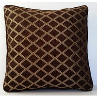 Braun Gold Besticktes Chenille Dekokissen Mit Paspel Für Sofa Made in Usa von justtherightpillow