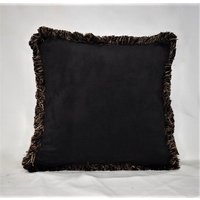 Großes Massives Schwarzes Samtkissen Mit Weißen, Schwarzen Oder Goldenen Fransen Komplett Dekoratives Kissen Handgefertigt in Den Usa von justtherightpillow